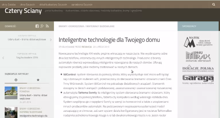 Portal budowlany Cztery Ściany pisze o...