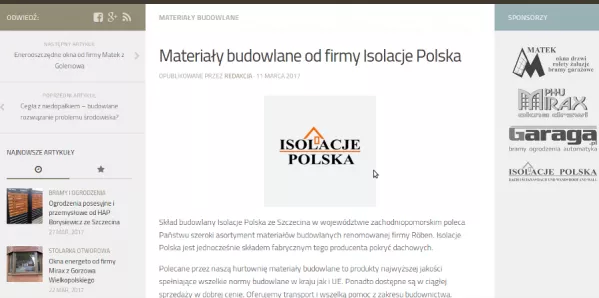 Materiały budowlane na portalu