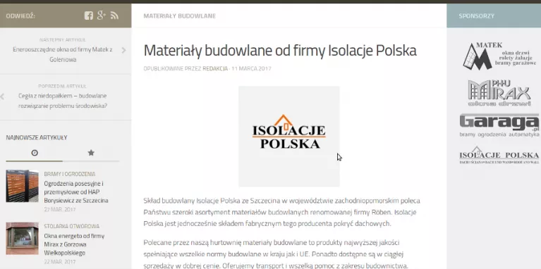 Materiały budowlane na portalu