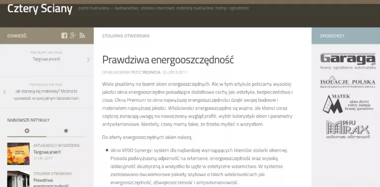 Portal Cztery Ściany poleca